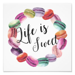 Das Leben ist süß | Aquarellfarbene Macarons Art P Fotodruck
