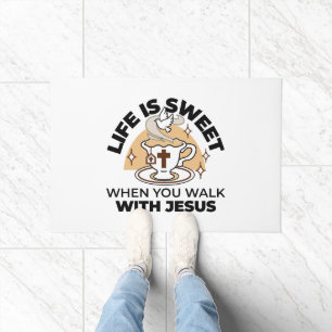 Das Leben ist süß mit Jesus - Christlicher Glaube  Fußmatte