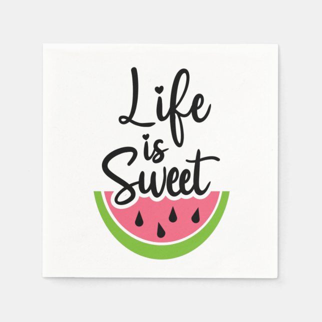 Das Leben ist süß pink Watermelon Sommer Party Serviette (Vorderseite)