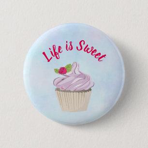 Das Leben ist süß rosa Cupcake Button