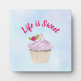 Das Leben ist süß rosa Cupcake Fotoplatte