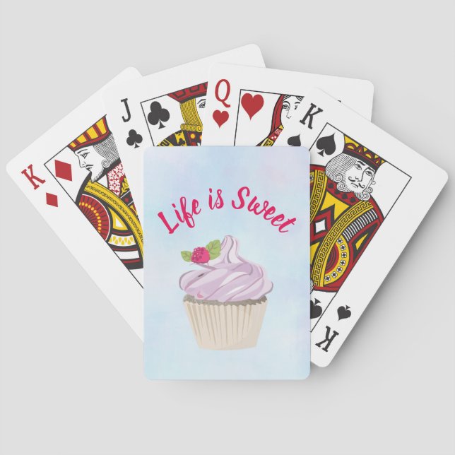 Das Leben ist süß rosa Cupcake Spielkarten (Rückseite)