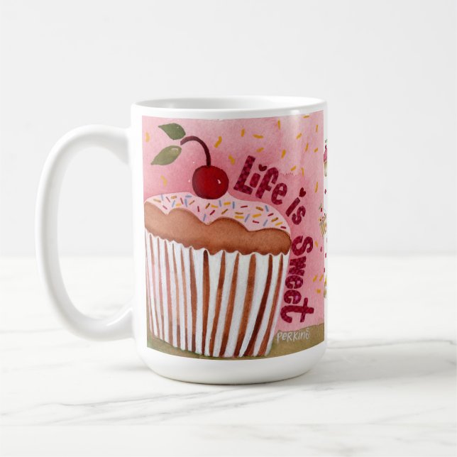 Das Leben ist süße Kuchen-Tasse Kaffeetasse (Links)
