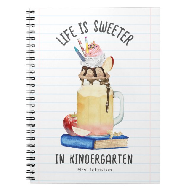Das Leben ist süßer im Kindergarten Milkshake Teac Notizblock (Vorderseite)