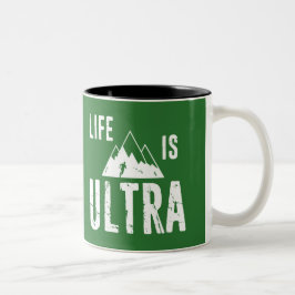 Das Leben ist ultra laufend Zweifarbige Tasse