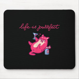 Das Leben ist wahr! Happy Betrunken Cat Party Wine Mousepad