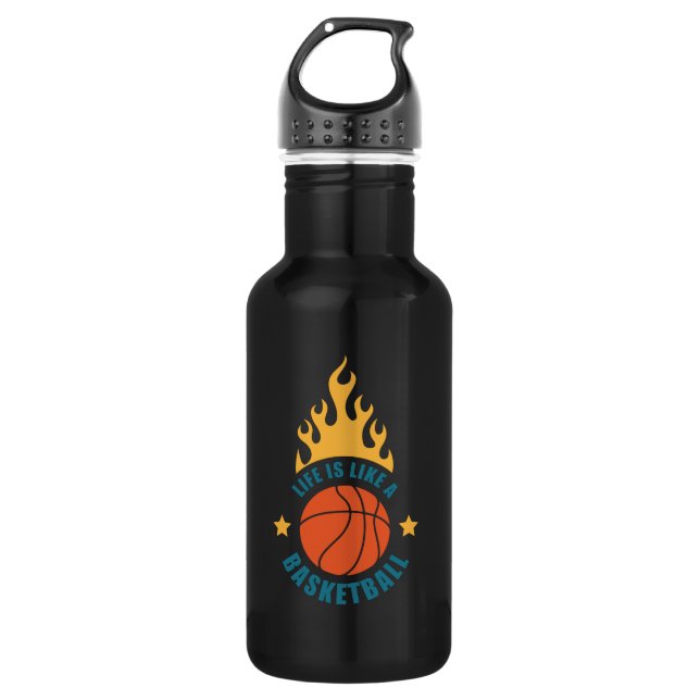 Das Leben ist wie ein Basketball Edelstahlflasche (Vorderseite)