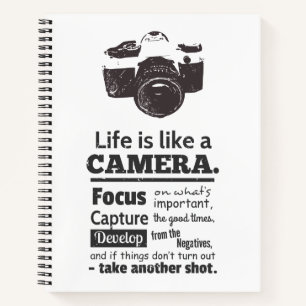 Das Leben ist wie ein Camera Motivierend Quote Not Notizbuch