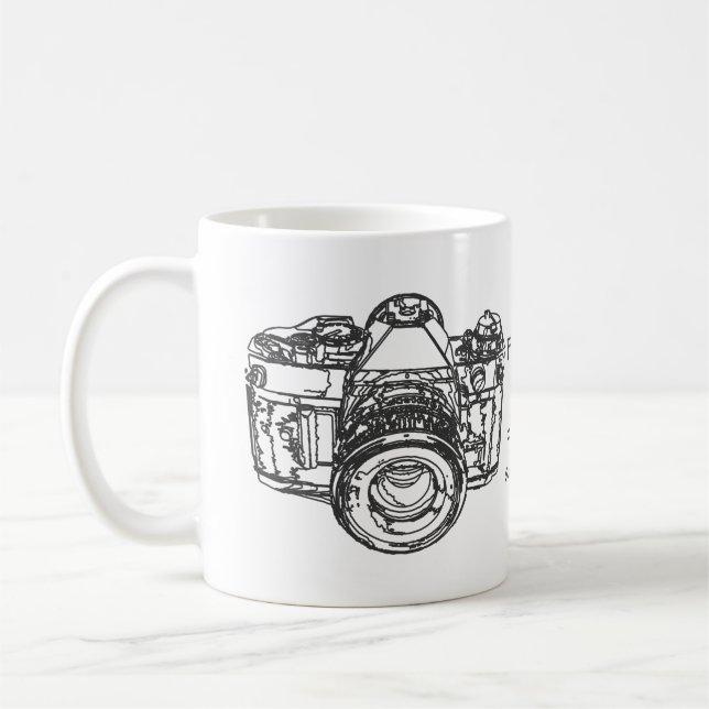 Das Leben ist wie ein Kamerazitat Kaffeetasse (Links)