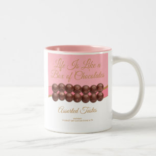 Das Leben ist wie eine Schachtel Pralinen Zweifarbige Tasse