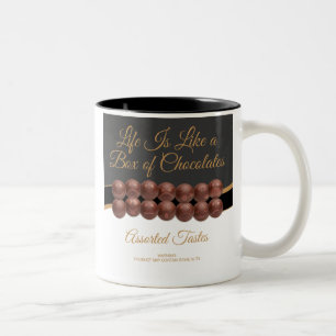 Das Leben ist wie eine Schachtel Pralinen Zweifarbige Tasse