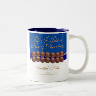 Das Leben ist wie eine Schachtel Pralinen Zweifarbige Tasse