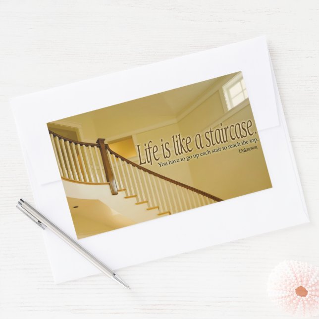 Das Leben ist wie eine Treppe Inspiration Zitat Rechteckiger Aufkleber (Umschlag)
