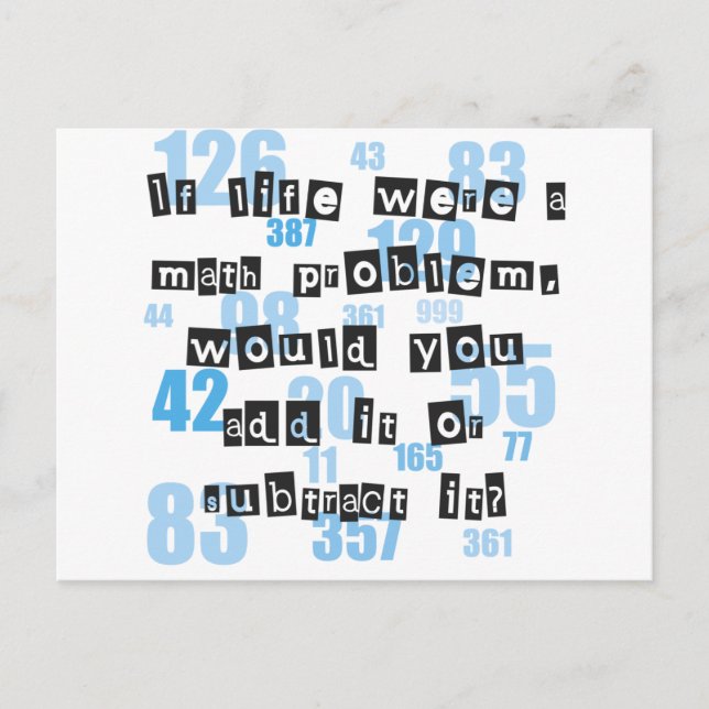 Das Leben ist wie Mathematik Postkarte (Vorderseite)