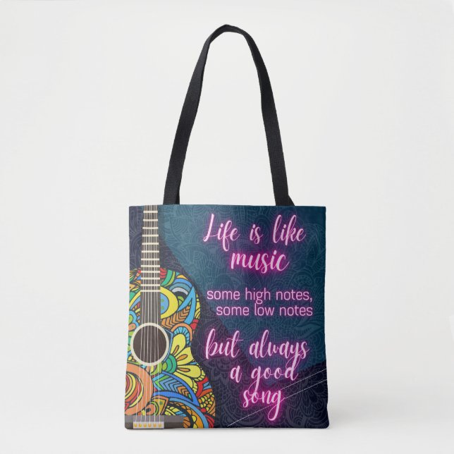 Das Leben ist wie Musik, immer ein gutes Lied Tasche (Vorderseite)
