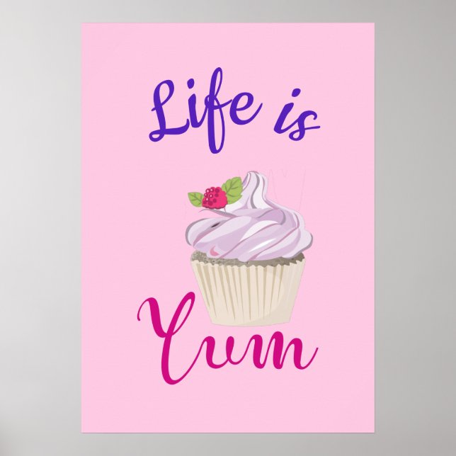 Das Leben ist Yum Dreamy Pink Cupcake Poster (Vorne)
