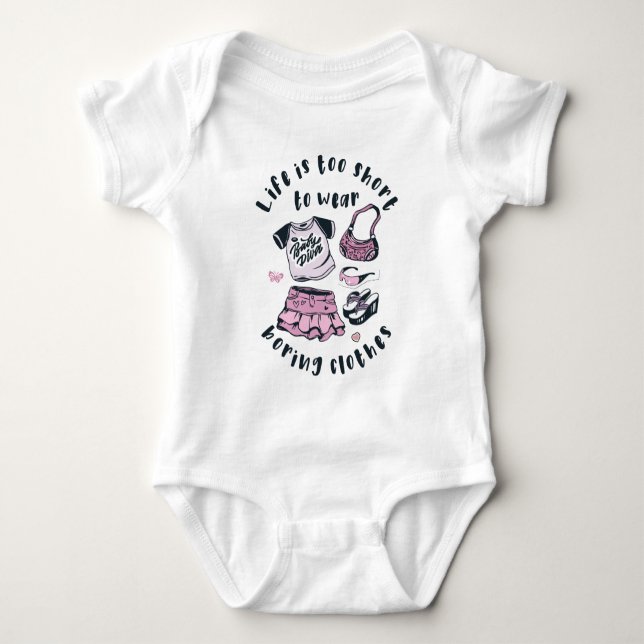 Das Leben ist zu kurz, um langweilige Kleidung zu  Baby Strampler (Vorderseite)