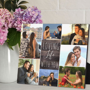 Das Leben mit dir lieben 7 Foto-Collage Holz Fotoplatte