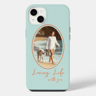 Das Leben mit dir lieben Mint Orange Oval gerahmte iPhone 14 Plus Hülle