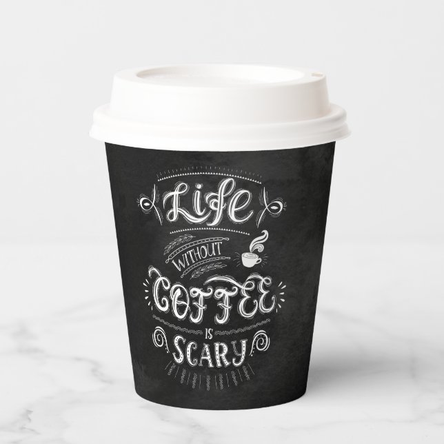 Das Leben ohne Kaffee ist Beängstigend | Kaffeekon Pappbecher (Vorderseite)