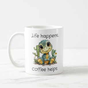 Das Leben passiert Kaffee hilft Funny Mug Dinosaur Kaffeetasse