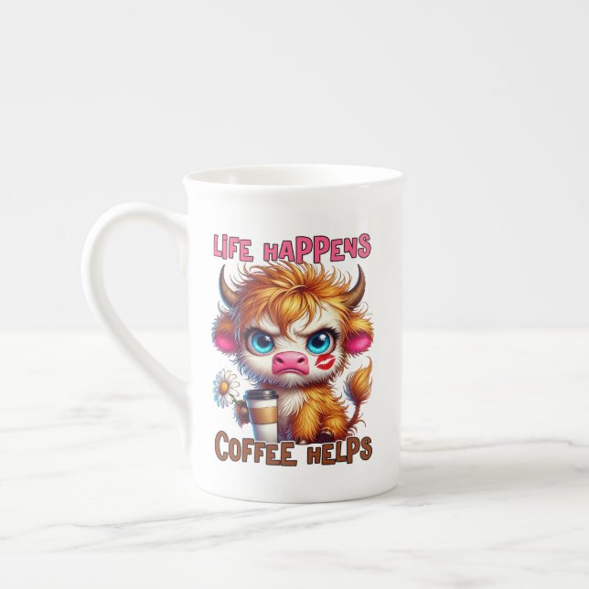 Das Leben passiert, Kaffee hilft  Prozellantasse (Links)