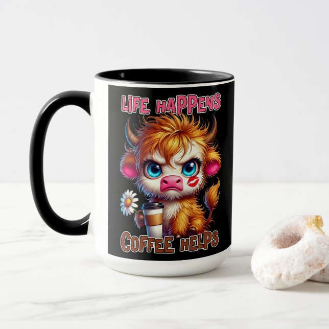 Das Leben passiert, Kaffee hilft  Tasse (Mit Donut)