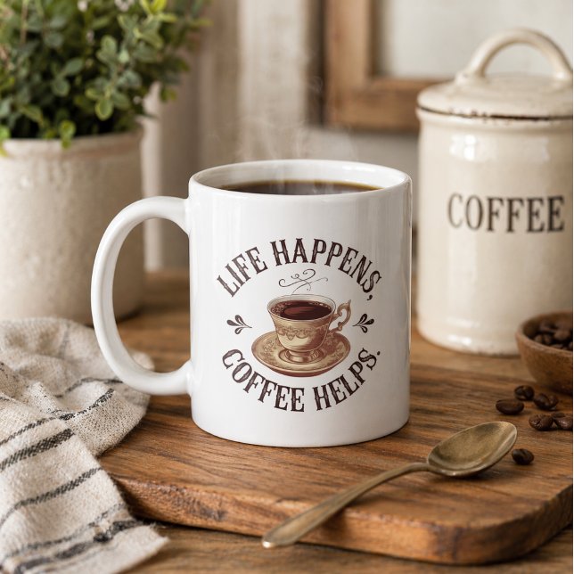 Das Leben passiert, Kaffee hilft Tasse (Von Creator hochgeladen)
