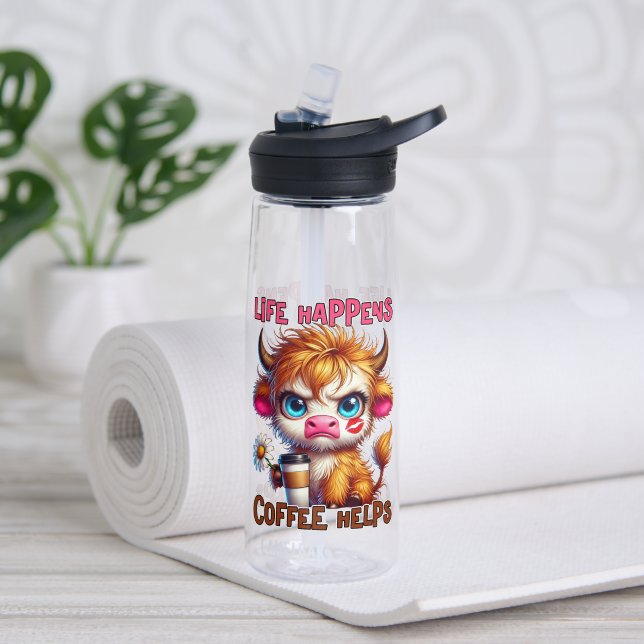 Das Leben passiert, Kaffee hilft  Trinkflasche (Yoga (gedreht))