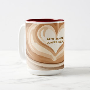 Das Leben passiert, Kaffee hilft Zweifarbige Tasse