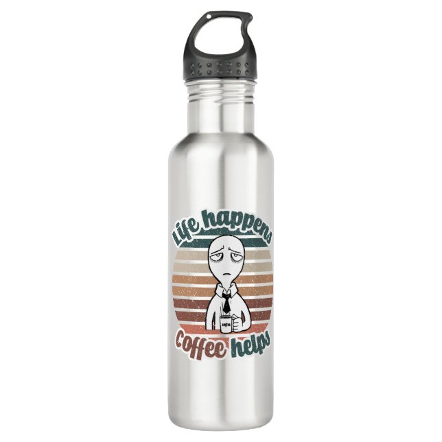 Das Leben passiert mit Kaffee hilft|Das beste Kaff Edelstahlflasche (Vorderseite)