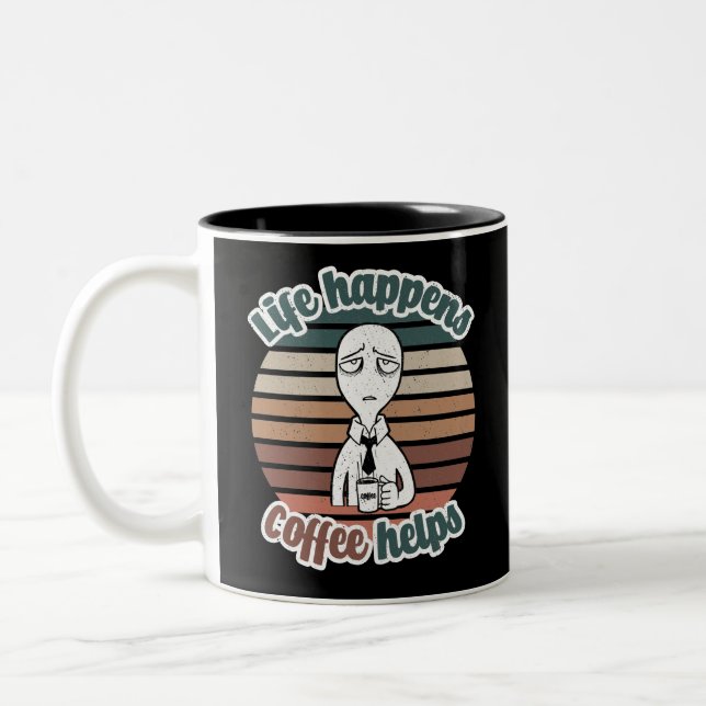 Das Leben passiert mit Kaffee hilft|Das beste Kaff Zweifarbige Tasse (Links)