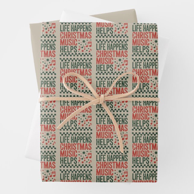 Das Leben passiert Weihnachtsmusik hilft Funny Ret Geschenkpapier Set (Beispiel)