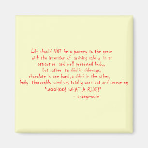 Das Leben sollte keine Reise sein Magnet