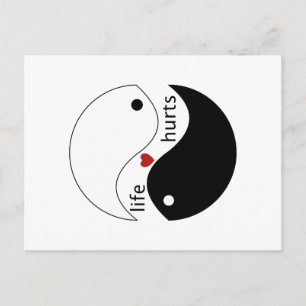 Das Leben tut weh, das Herz, die Yin-Yang-Liebe br Postkarte