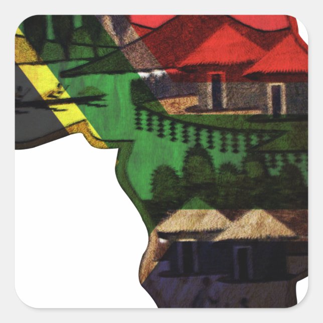 Das lebendige Mosaik Afrikas: Dekorative Musterkun Quadratischer Aufkleber (Vorderseite)