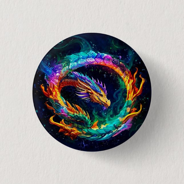 Das lebendige Ouroboros Dragon Art Symbol Button (Vorderseite)