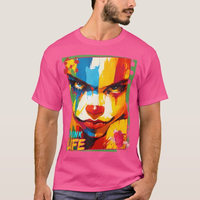Das lebendige Punk Life Street Art Portrait T-Shirt (Vorderseite)