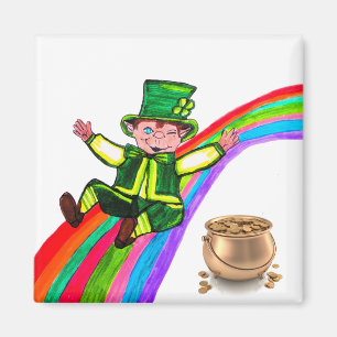 DAS LEPRECHAUN IM RAINBOW-Magnet Magnet