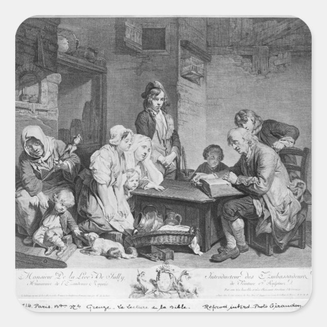Das Lesen der Bibel Quadratischer Aufkleber (Vorderseite)
