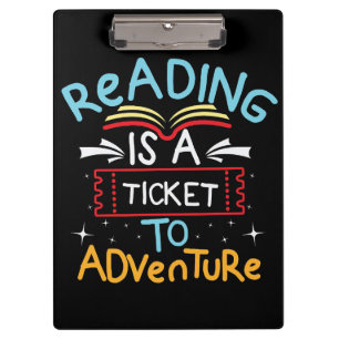 Das Lesen von Geschenken ist ein Ticket zum Abente Klemmbrett