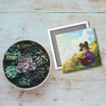 Das Lesermädchen und das gelangweilte Katzen-Magne