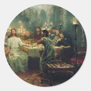 Das letzte Abendessen von Ilya Repin Runder Aufkleber