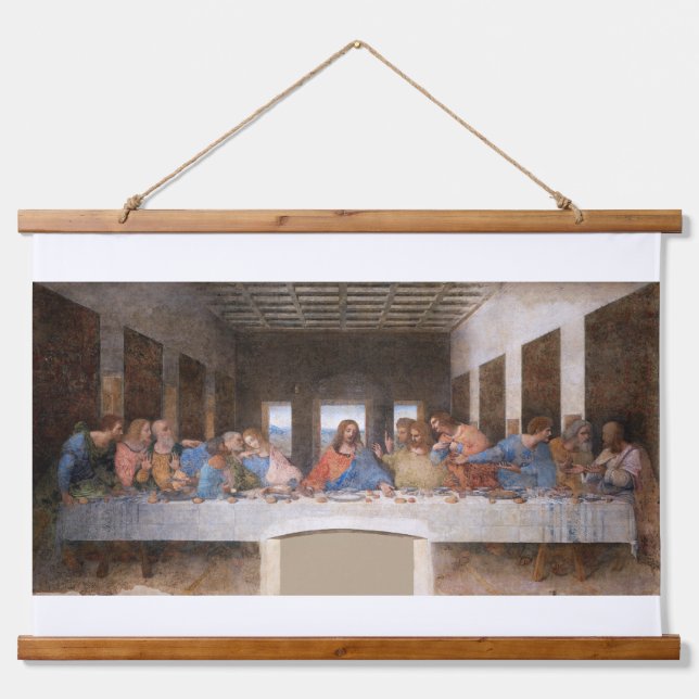 Das letzte Abendessen von Leonardo da Vinci Wandteppich Mit Holzrahmen (Vorne)