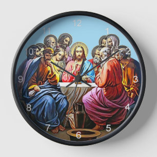 Das letzte Abendmahl Jesus und 12 Jünger Wanduhr