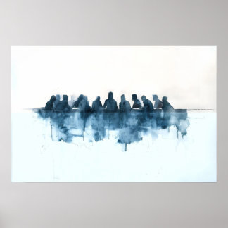 Das letzte Abendmahl Minimalistische Wasserfarben- Poster