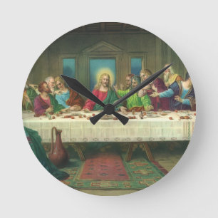 Das letzte Abendmahl Original von Leonardo da Vinc Runde Wanduhr