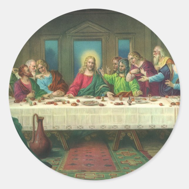 Das letzte Abendmahl stammt ursprünglich von Leona Runder Aufkleber (Vorderseite)