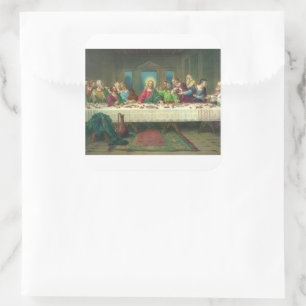 Das letzte Abendmahl, ursprünglich von Leonardo da Quadratischer Aufkleber
