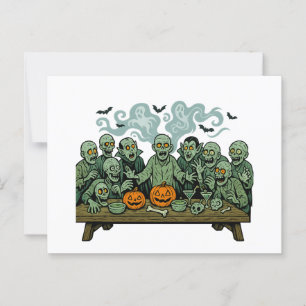 Das letzte Abendmahl von Zombies - Halloween Parod Postkarte